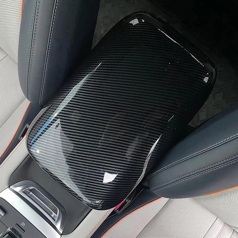 Car Styling Center Console Armrest Box Panel Decoration Cover Trim For BYD Song PLUS Carbon Fiber Color Interior Accessorie