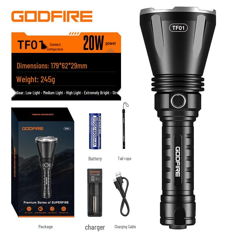SupFire TF01 Rechargeable LED Tactical Flashlight