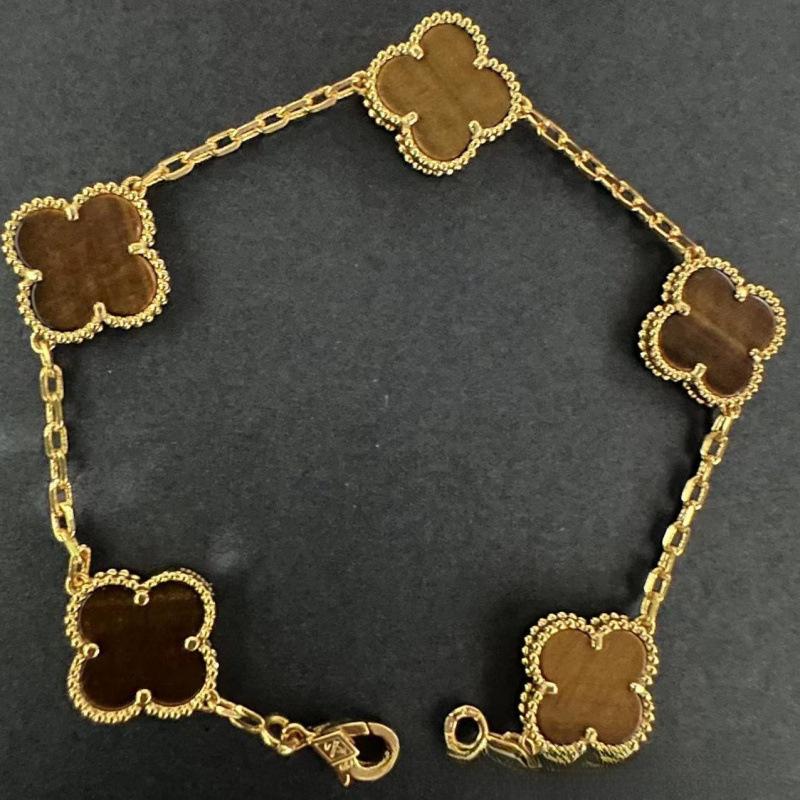 Exquisite Four-leaf Clover Bracelet for Women Five-flower Bracelet Double-sided Natural White Mother-of-pearl and Carnelian Bracelet