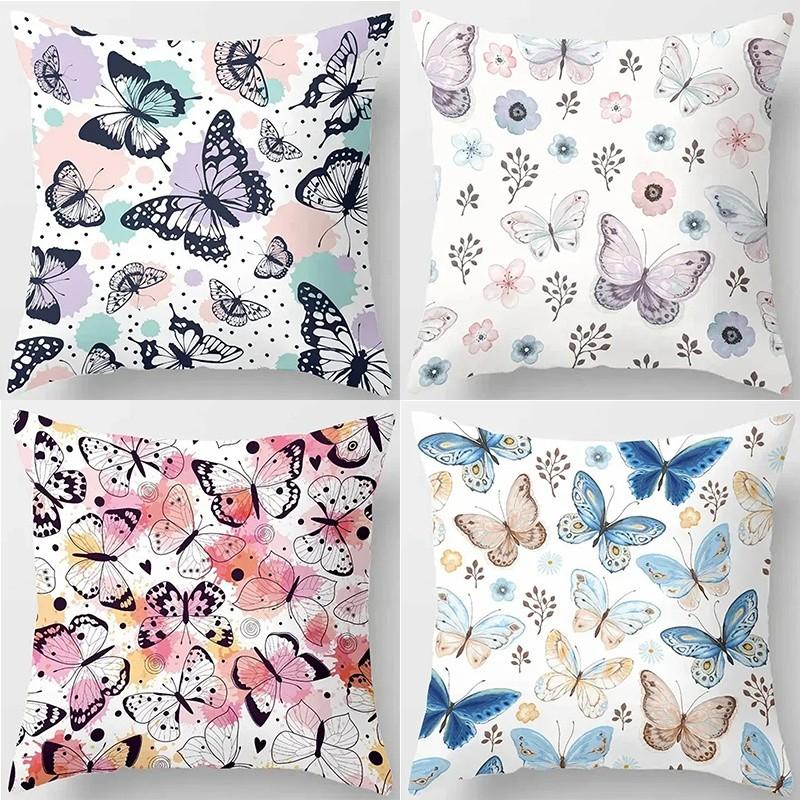 Colorful Butterfly Patterns Pillow Covers Pattern Cushion Cover Suitable For Sofa Bedroom Car Pillow Cover