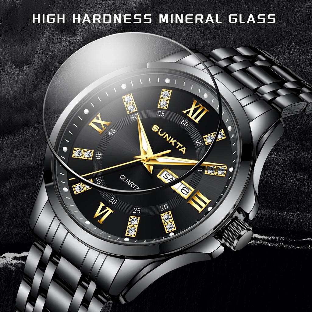 SUNKTA Men's watches Business Date Luminous casual fashion Male Watch Waterproof Quartz mens wristwatch reloj hommes+BOX