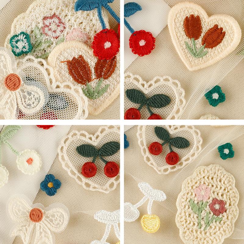 1/10PCS Embroidery Craft Materials Cherry Pattern Rustic Style Patch Elegant Sewing Accessories Multi-Function Multi-color