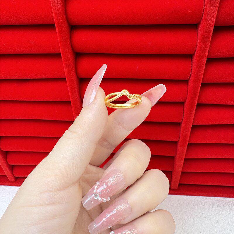 Exquisite Sand Gold Open Ring for Women: High-End Niche Design, Light Luxury Style, Long-Lasting Color, Imitation Gold.