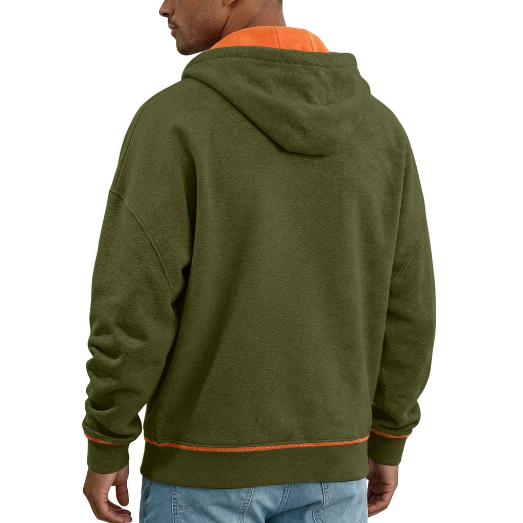 Men's Colorblock Hooded Jacket with Zip Closure and Multiple Pockets for Casual Wear