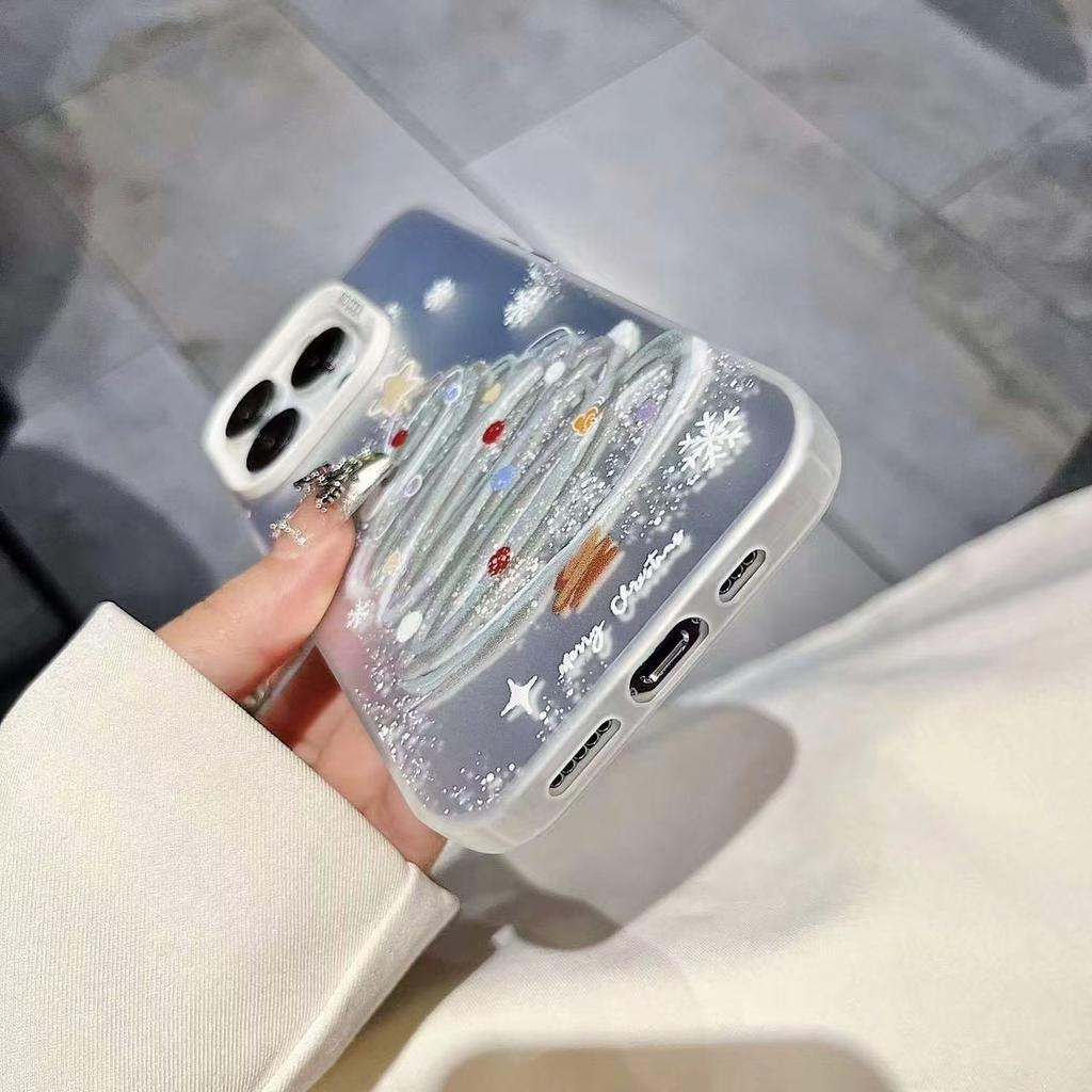 Snowflake Christmas Is Suitable for Iphone17 Mobile Phone Case Apple 15promax/14 Anti-drop 13pro Europe and America 16 New Models