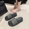 Muffin thick bottom pearl ins trendy small fragrant style soft bottom cool slippers women's outer wear 2025 summer and autumn new fashion versatile