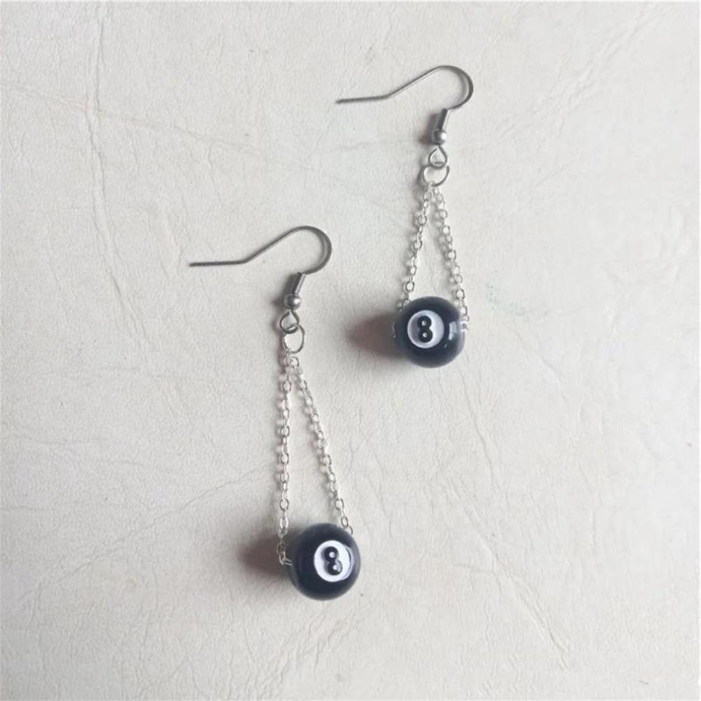 Personlighet Y2K Silverfärg Stjärna Biljardnummer Svart 8 Hängsmycke Halsband för Kvinnor Män Hip-hop Gata Örhängen Smycken Gåvor
