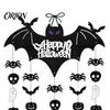 Wall Hanging Bat Set Happy Halloween Door Sign, Spooky Skull Spider Paper Creative Gift for Ornament, Large Hanger Party Supplies Realistic Art