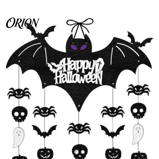 Wall Hanging Bat Set Happy Halloween Door Sign, Spooky Skull Spider Paper Creative Gift for Ornament, Large Hanger Party Supplies Realistic Art