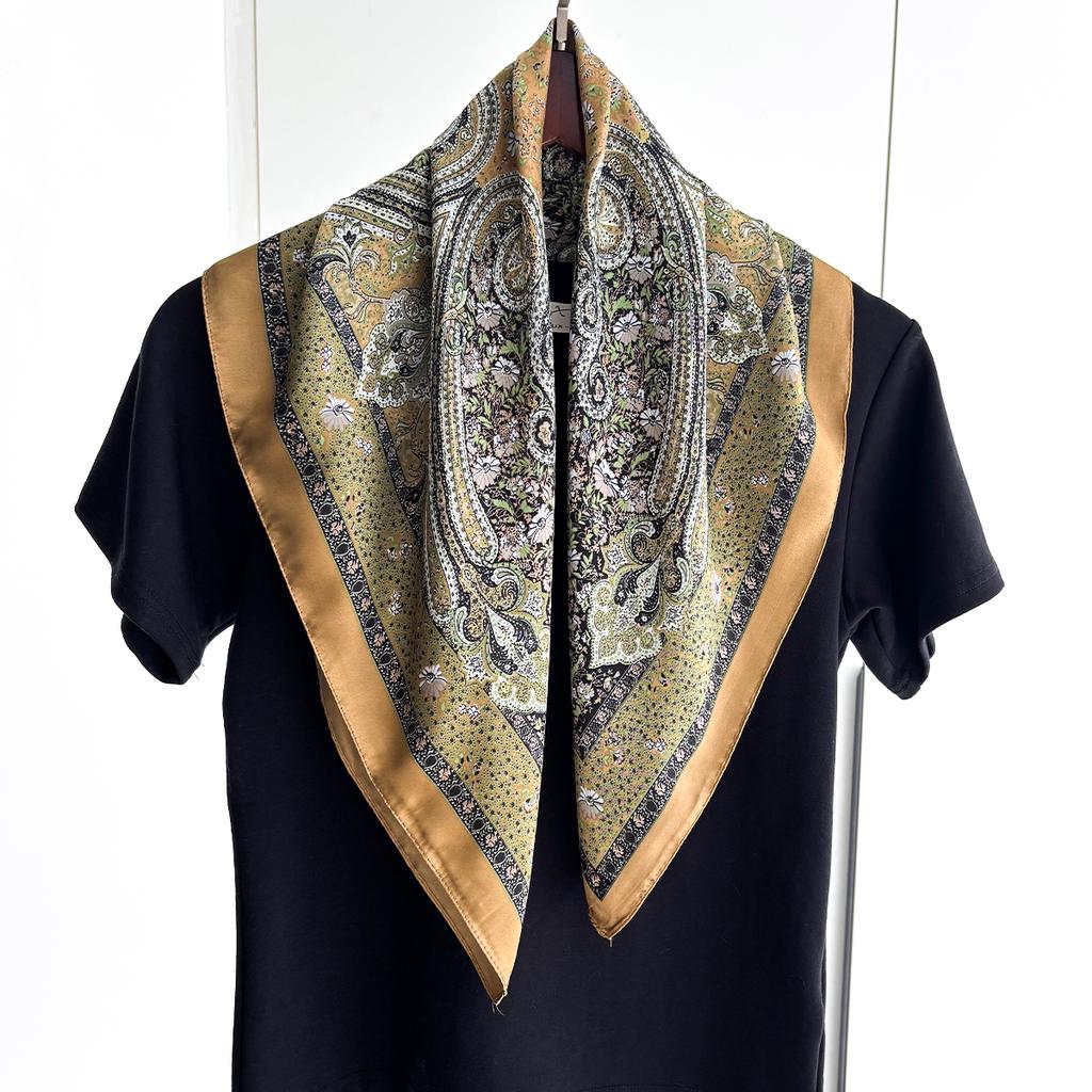 New Fashion 70X70cm Women's Scarf Silk Paisley Print Scarf Square Shawl Decorative Headband Neck Luxury Design Bandana