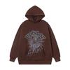 Unisex Oversized Hoodie With Spiderweb Print Fleece-Lined Cotton Blend Streetwear Style