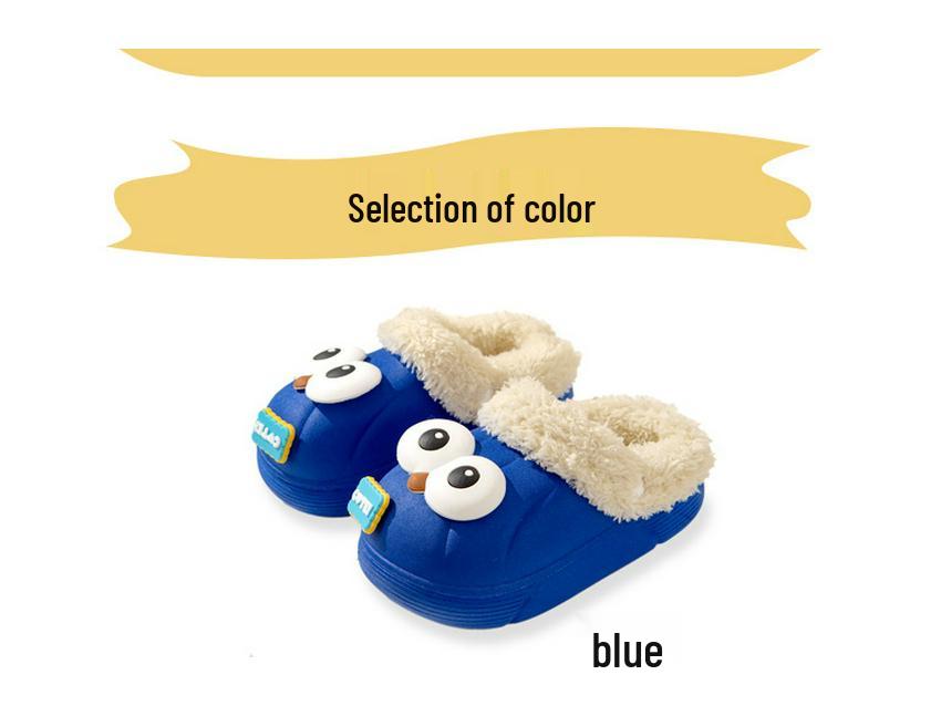 Children's Winter Cotton Slippers: Warm, Cute Cartoon Sheep Design, Big Eyes, Detachable, Non-Slip, Parent-Child Set.