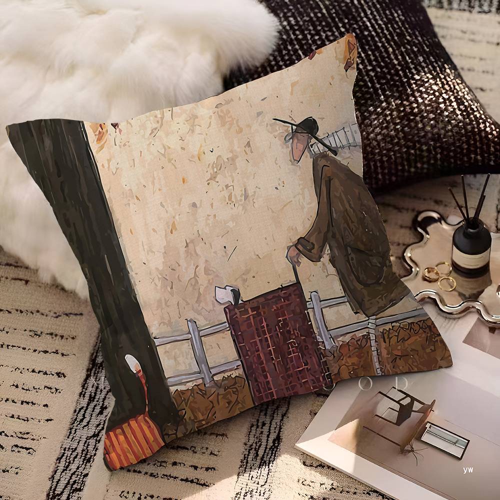 Sam Toft Konst Abstrakt Landskap Kärlek Hundar Kuddfodral Tecknad Gåva Kuddöverdrag Sovrum Hem Soffa Stol Sits Dekor Kuddvar