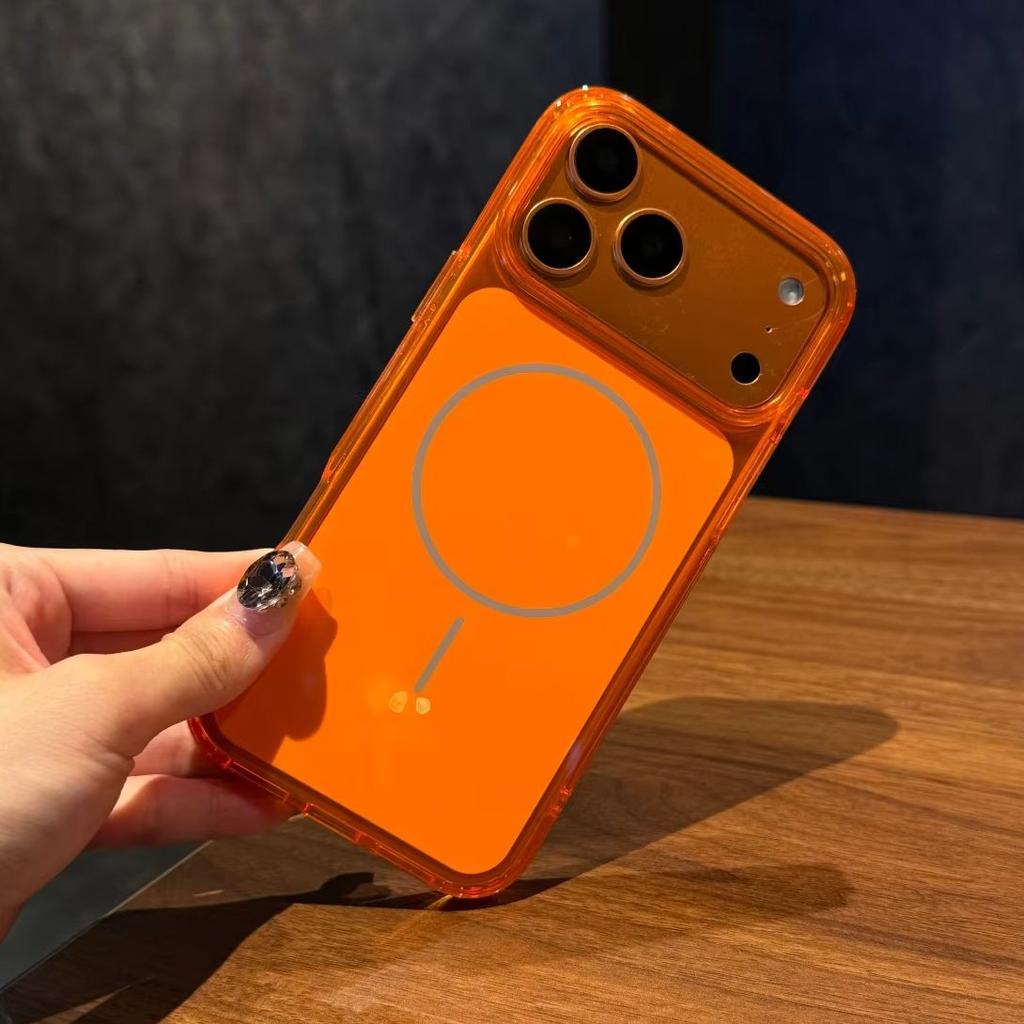 Official Orange Color Backboard For Magsafe Magnetic Phone Case For iPhone 17 Air Pro Max Four-corner Anti-fall Shockproof Cover