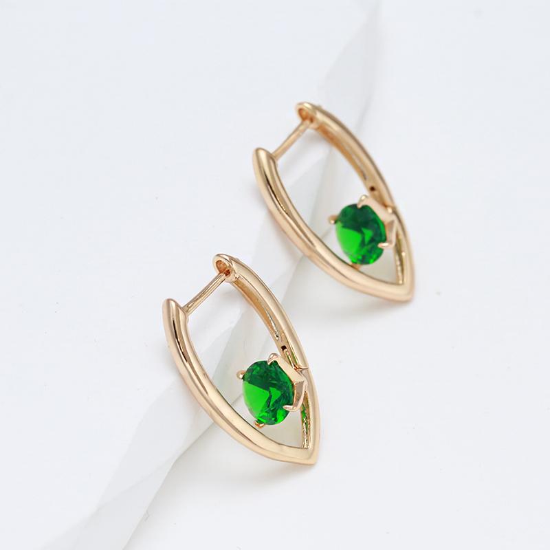 Kinel Shiny Green Zircon V Shape Earrings For Women Daily Fashion Jewelry