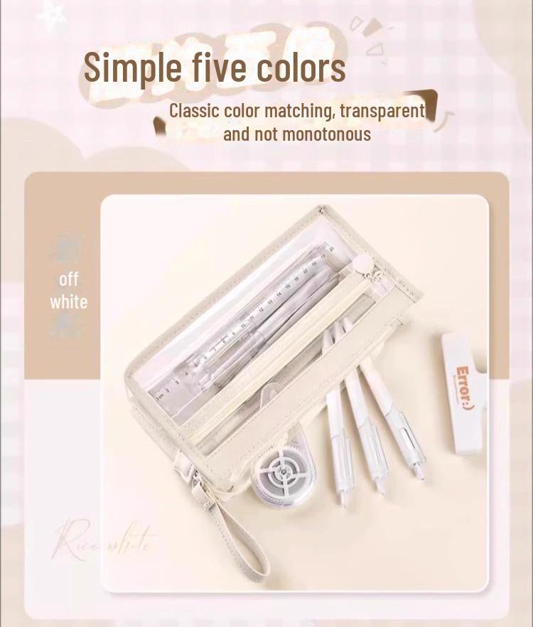 Large Capacity Transparent Three-Layer Pencil Bag for Students