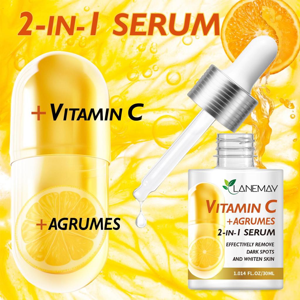 2 v 1 Vitamínové C Sérum na Tvár s Citrusmi - Hĺbkovo Hydratuje a Vyhladzuje Pleť, Rozjasňuje Matnú Pleť a Zvyšuje Jej Žiarivosť, 30ml