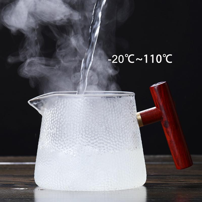 Heat-resistant glass teapot side handle cooking tea pot 750ml high borosilicate glass tea cooker wooden handle teapot tea set