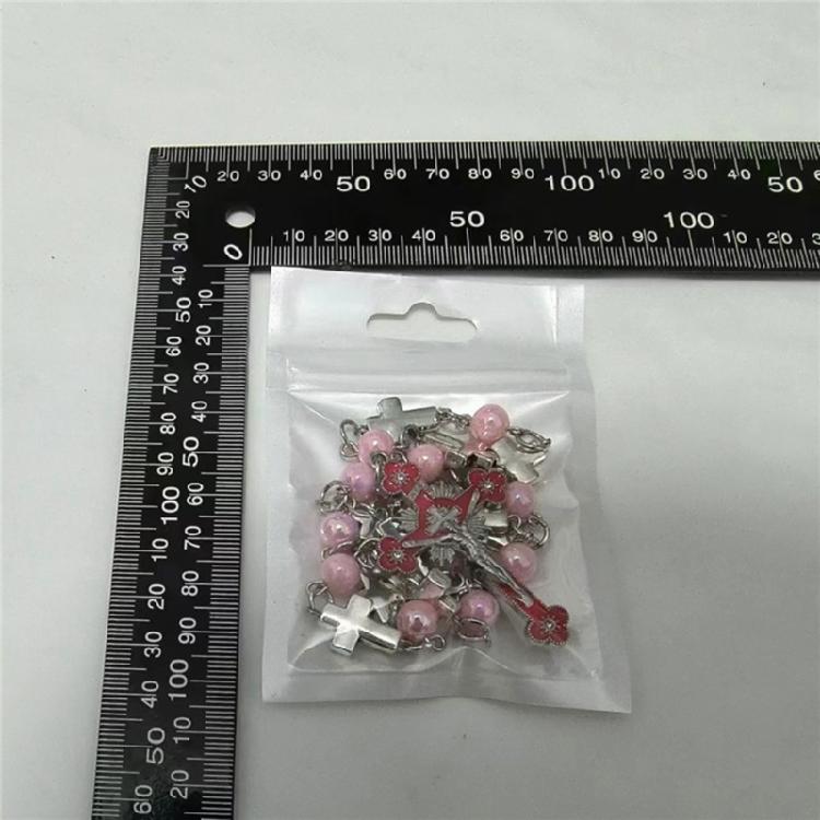 Fashionable Cross Pendant Necklace Pearls Beaded Chain Hiphop Collarbone Chain