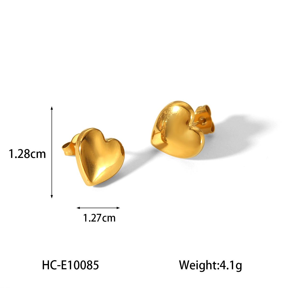 Trendy Titanium Steel Earrings, 18K Gold Stainless Steel, Premium Versatile Women s Heart-Shaped Non-Fading Earrings