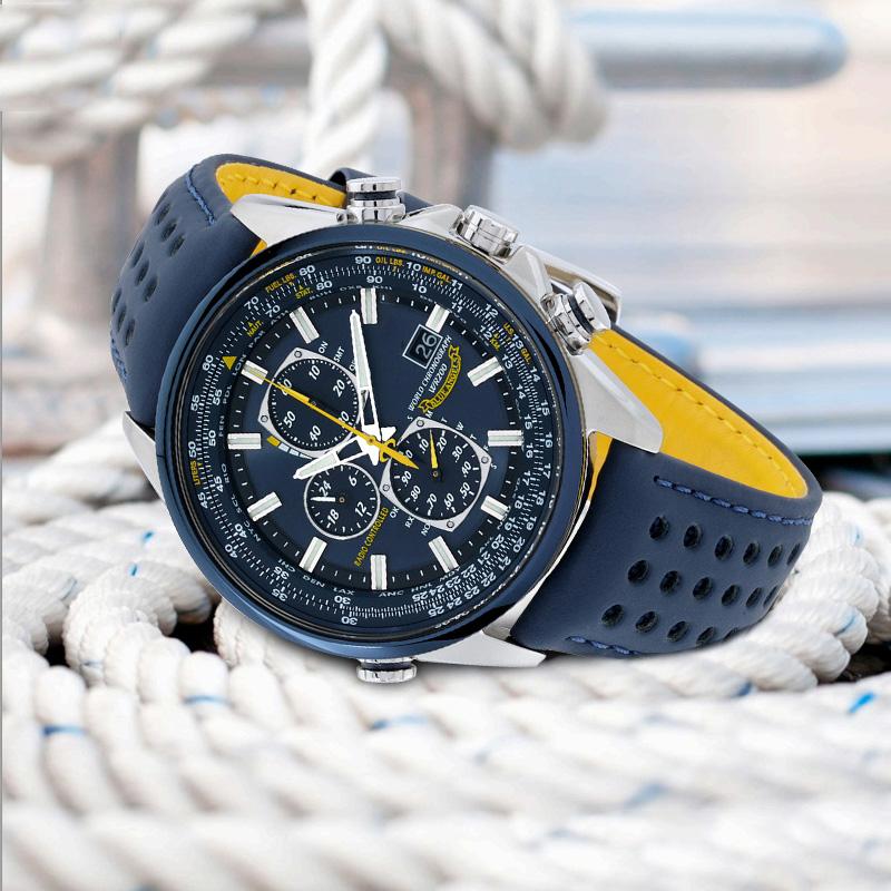 22mm 23mm  Cowhide Leather Watchband for CITIZEN Blue Angel Generation Men's Watch AT8020-54L AT8020-03L Series Bracelet Strap