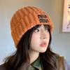 Korean Style Knitted Hat for Women Winter Warm Ear Protection Hooded Hat Thickened Windproof and Cold Protection Ear Protection Hat Letter Woolen Hat