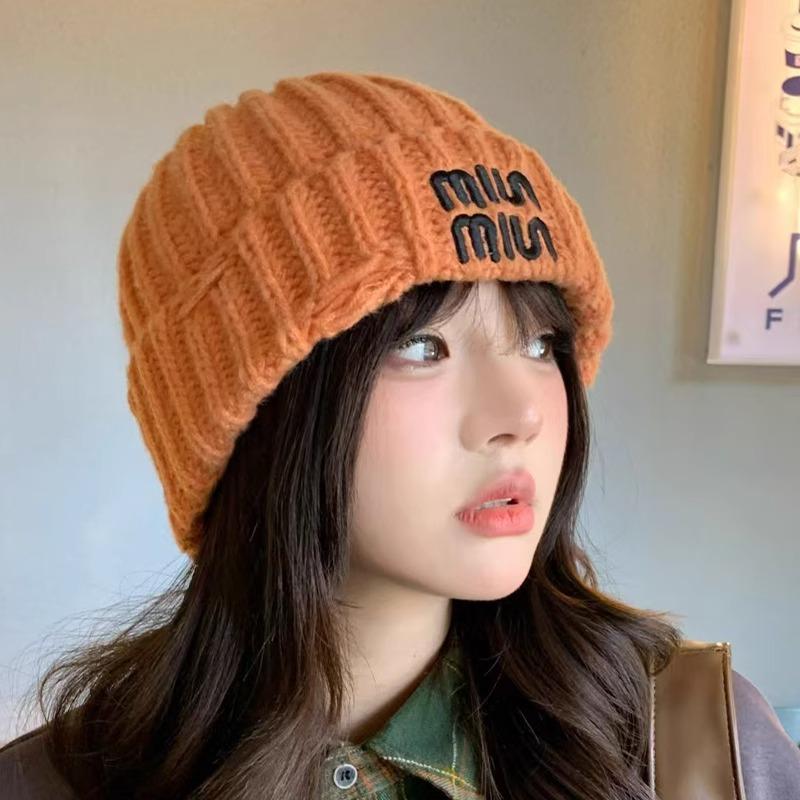 Korean Style Knitted Hat for Women Winter Warm Ear Protection Hooded Hat Thickened Windproof and Cold Protection Ear Protection Hat Letter Woolen Hat