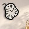 Holz-Stille-Uhr Moderne unregelmäßige Wanduhr, römische Ziffern, nicht tickend, dekorativ für Wohnzimmer, Schlafzimmer, Büro, Bauernhaus-Stil
