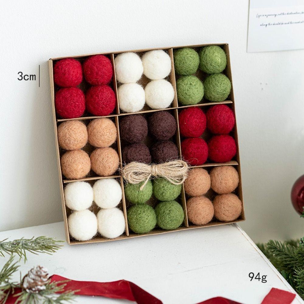 Fashion Plastic Felt Christmas Felt Ball 3CM 5CM Multicolor Christmas Ball Set Suspensable Christmas Tree Balls Party