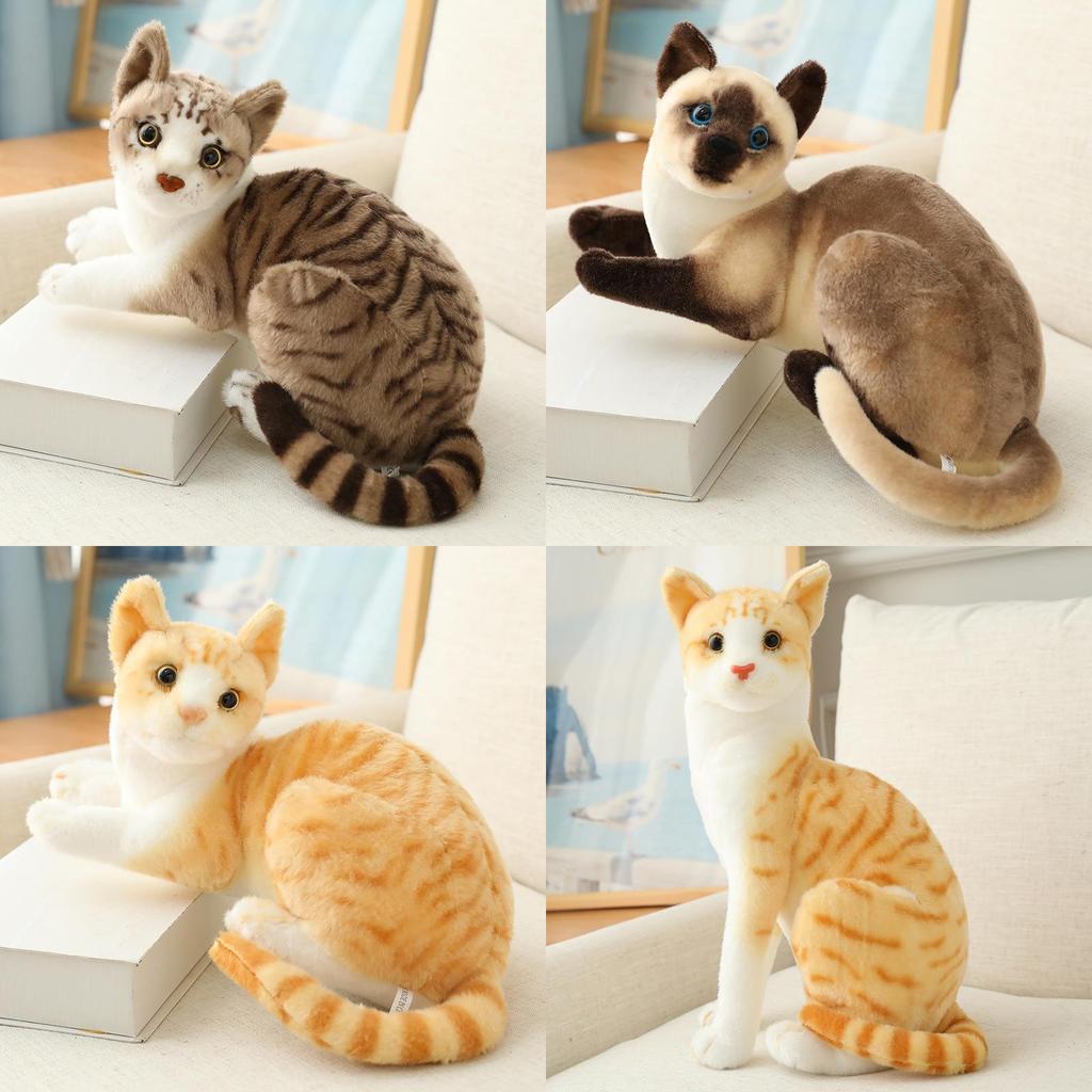 Realistic Plush Cat Figurine For Home Decoration And Gifts With Soft Pp Cotton Filling