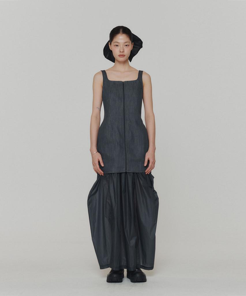 Amomento Layered Shirring Skirt_Navy