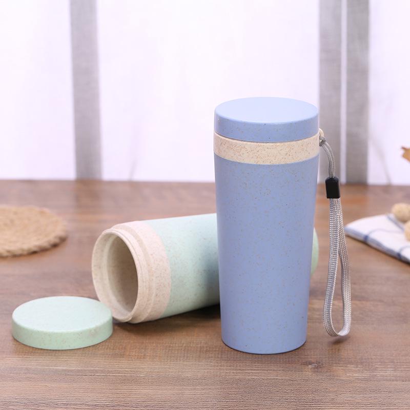 Eco-Friendly Wheat Straw Aroma Cup - Double-Layer Portable Promotional Gift Cup