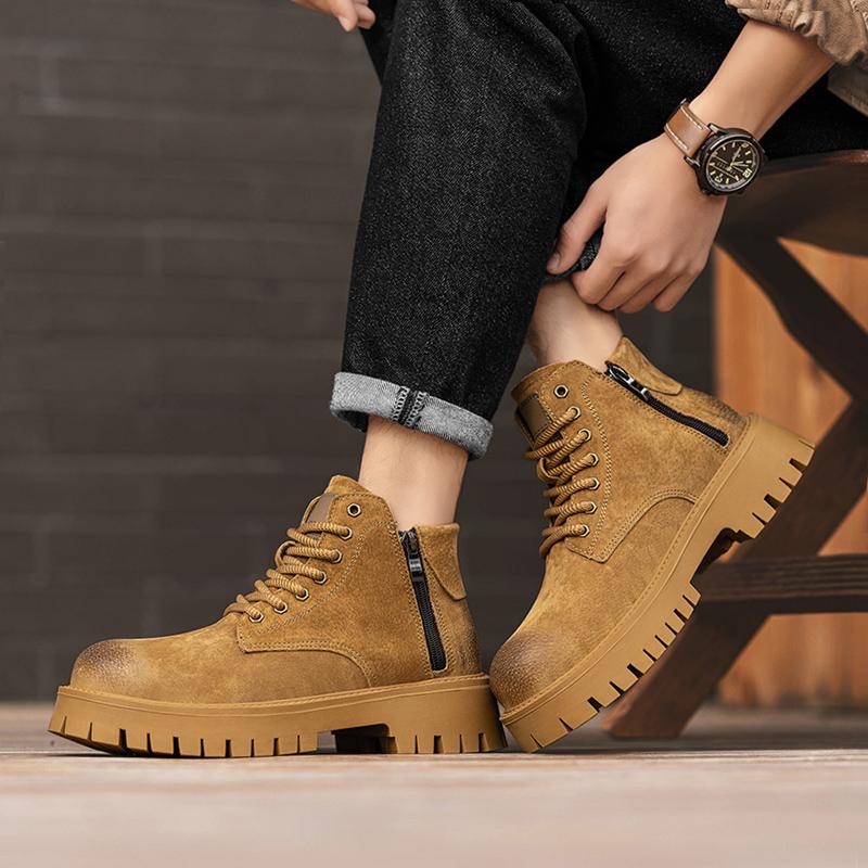 Men's Leather Shoes High Top Lace-up Motorcycle Ankle Boots for Men Luxury  Designers All-match Winter Boots Man Shoes