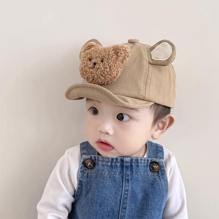 Summer Cute Cartoon Bear Baby Kids Hats Boys Girls Children Outdoor Sunshade Breathable Hats Sun Caps