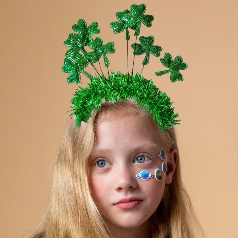 Tinsel Three Leaves Headband Girl Irish Holiday Christmas Cosplay Party Hairband
