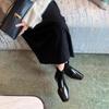 Bottines Chelsea à plateforme à bout carré en cuir de vache pour femmes, bottines Martin à talon épais en cuir, bottines courtes, bottines skinny