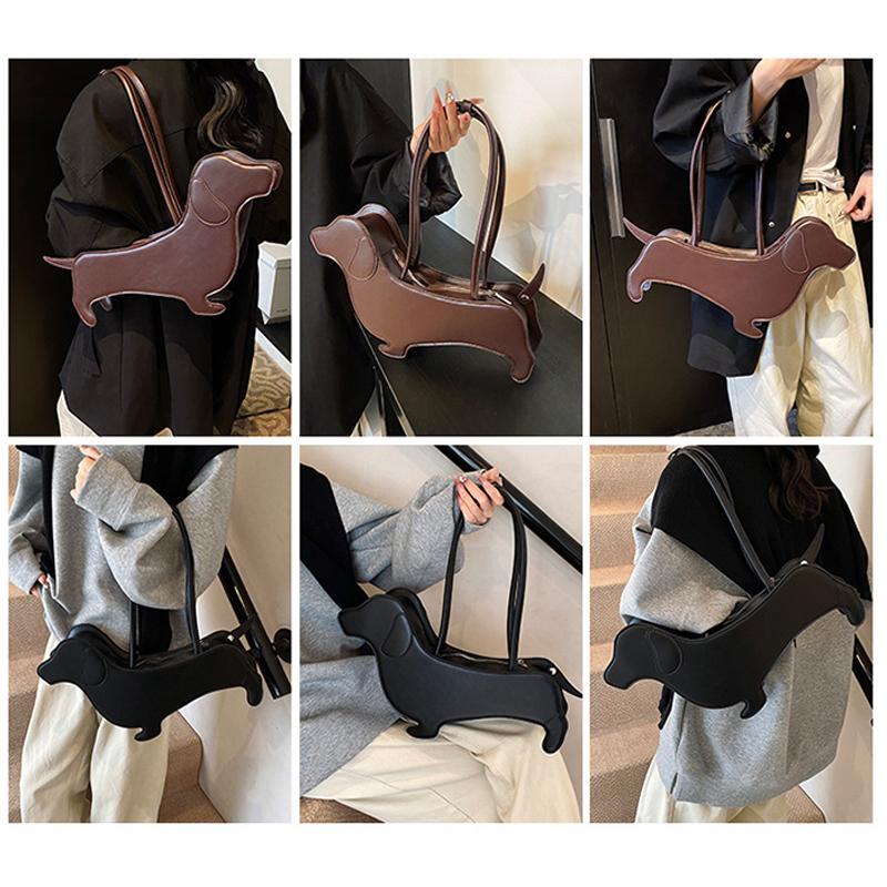 Funny Sausage Dog Handbag Women Bags Solid Color Pu Leather Shoulder Bag Totes Lady Cute Creative Japanese Style Kawaii Bag