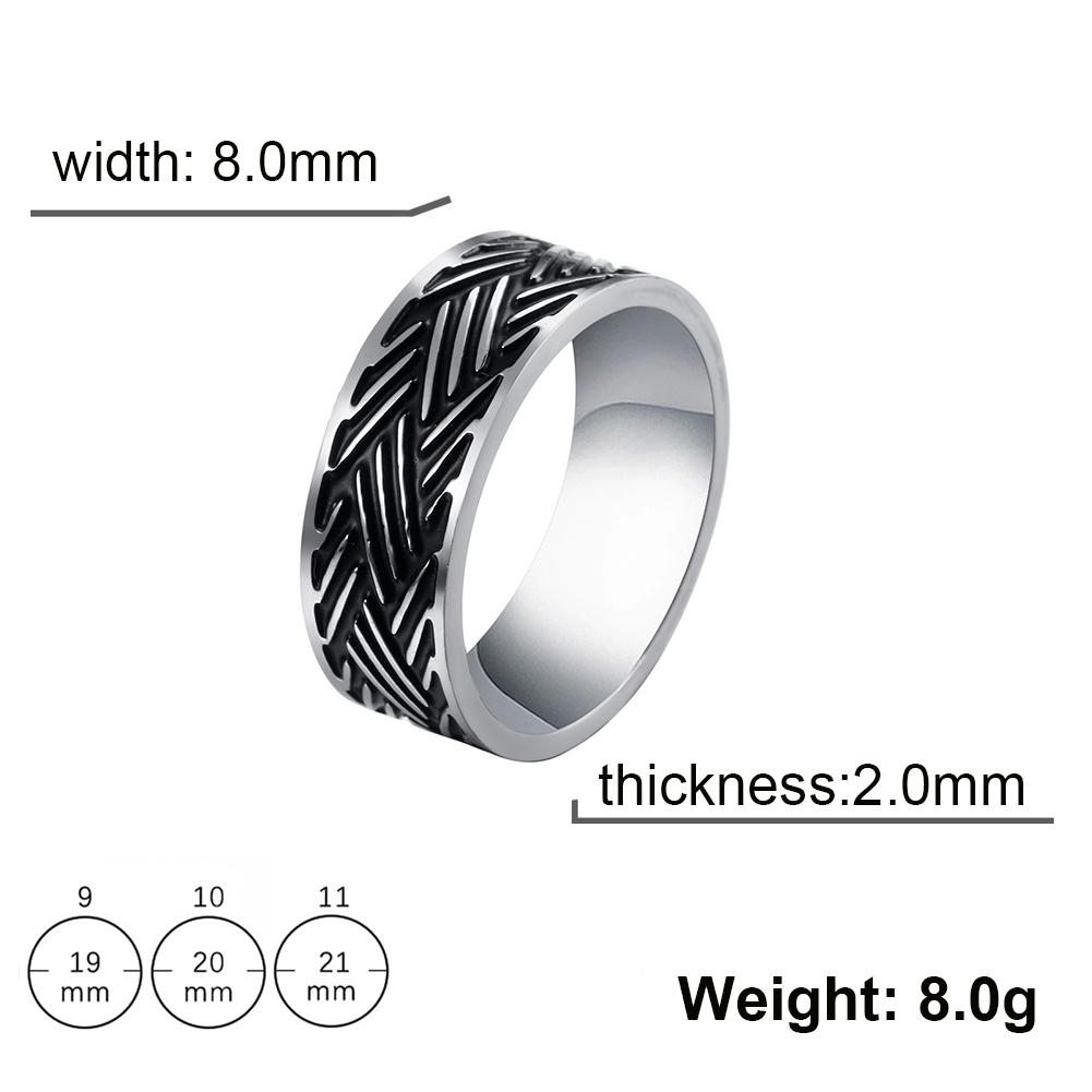 Stainless Steel Ring for Men Women 8MM Wide Geometric Casual Finger Rings Jewelry Wedding Gift for Lover