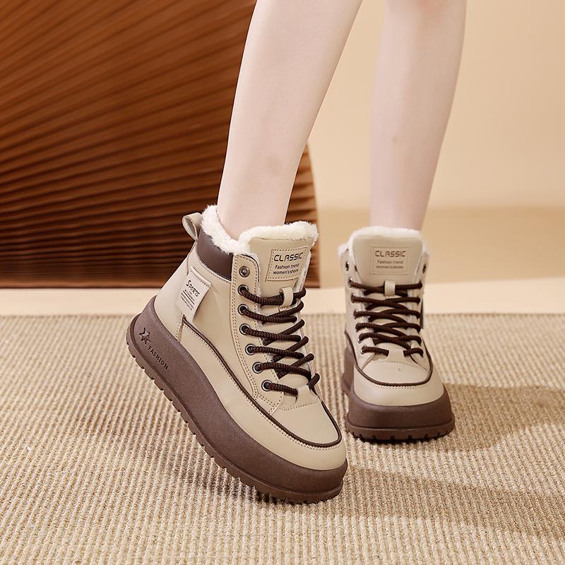 TUINANLE Women Winter Warm Snow Boots Plush Cotton Platform Sneakers High Top Lace Up Casual Shoes