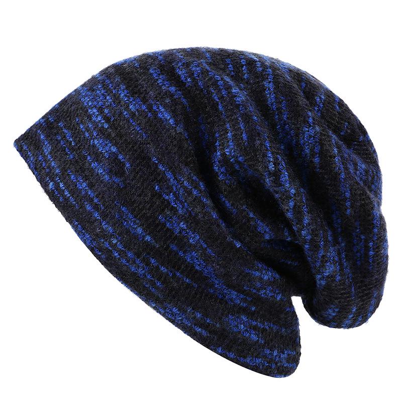 

Унисекс Вязаная шапка с цветными блоками и флисовой подкладкой для защиты ушей - Теплая и модная шапка-бини с отворотом для женщин M (56-58cm) темно-синий
