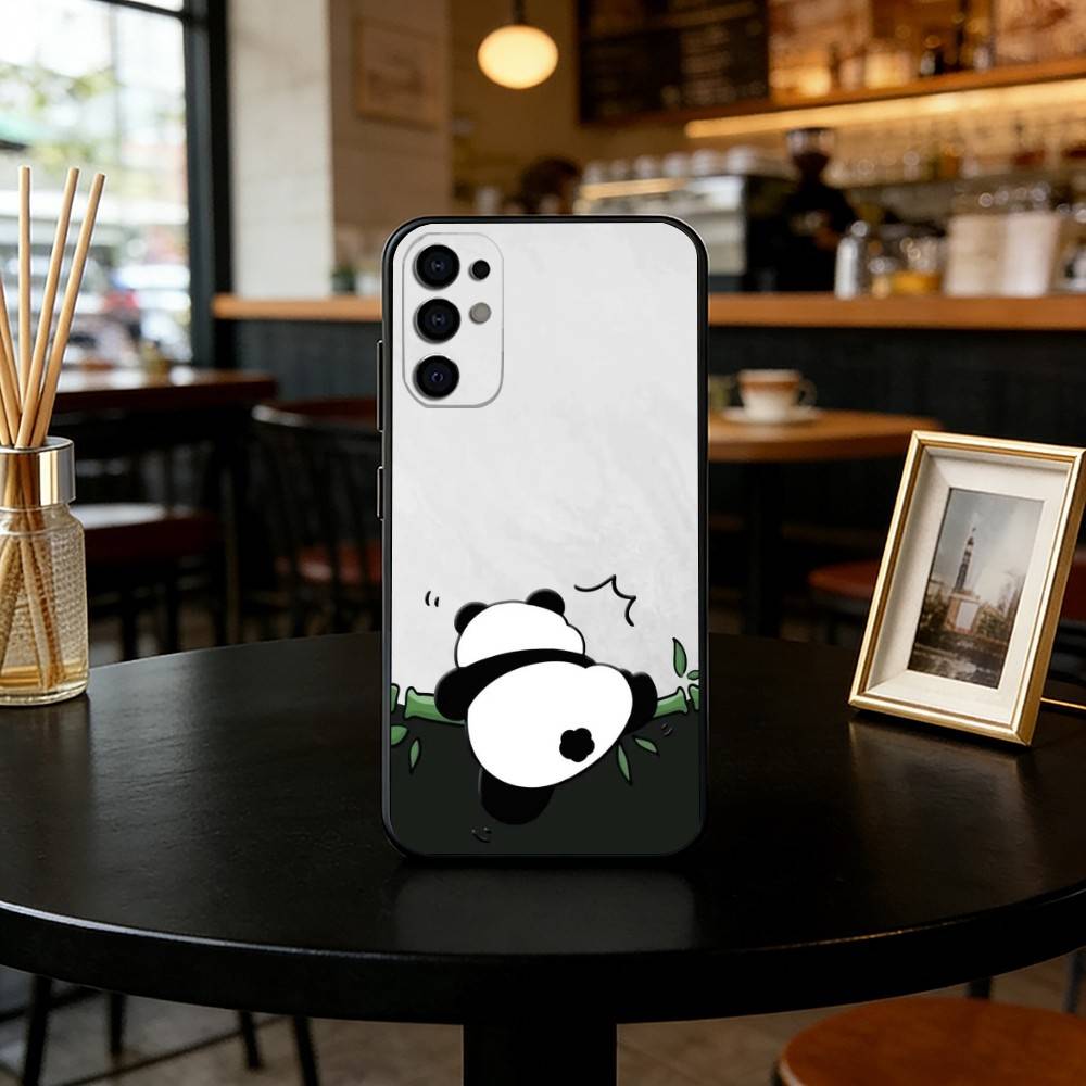 panda Phone Case Black Silicone Soft For Samsung S25,S24,S21,S22,S23,S30,Ultra,S20,Plus,Fe,Lite
