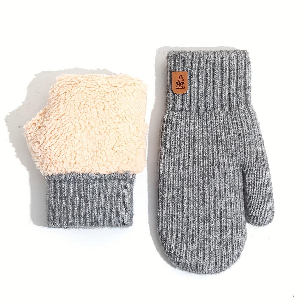 Winter Cold-Proof Fleece Gloves - Cute Fleece Full-Finger Knitted Gloves, Thickened Double-Layer Cold-Proof and Warm Gloves