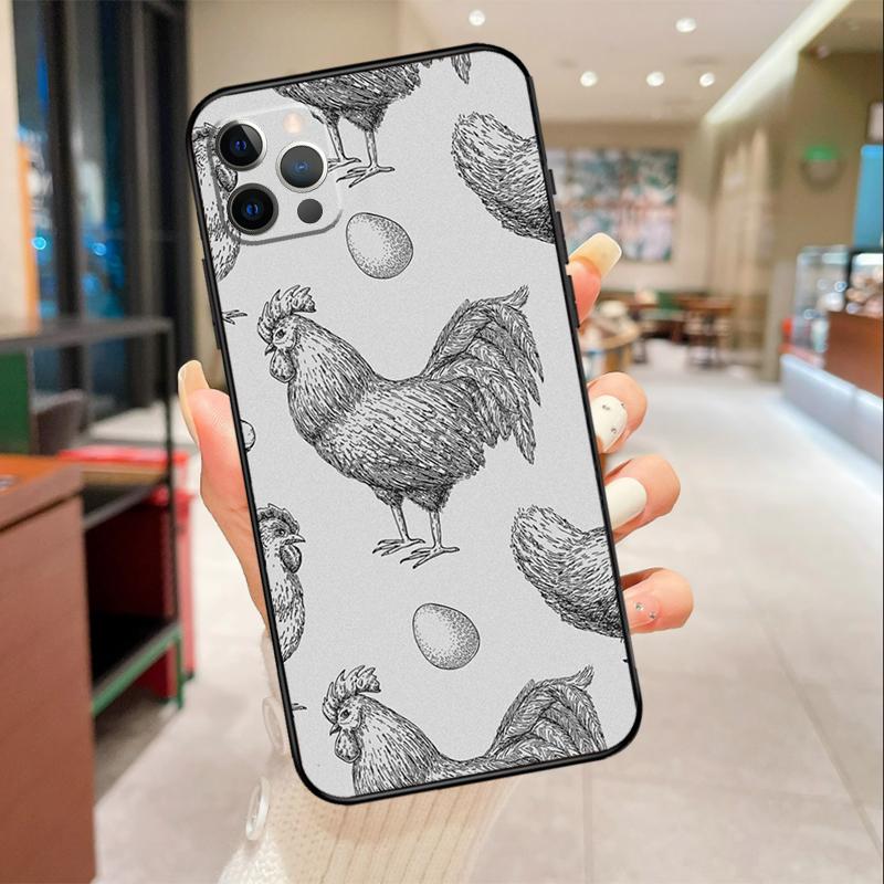 Chicken Pattern Phone Case For iPhone 17 16 15 14 13 12 11 Pro Max Mini 16 Plus 16e 17 Air Protective Cover