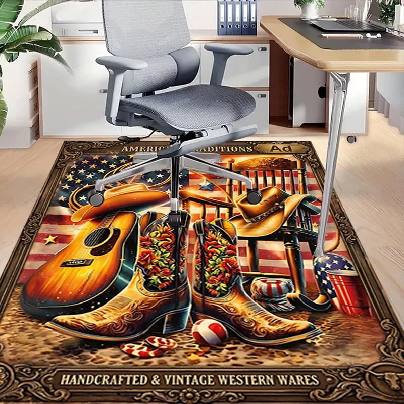 1PC American Traditions Handcrafted Western Wares Non-Slip Floor Carpet Compatible for Office&Living Room&Bedroom&Dining room - Soft & Pattern-G0386