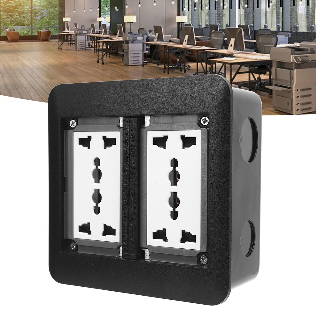 A Used Floor Outlet, 4000W 3 Prong X 4 Multifunctional Black Concealed Floor Socket Double Door for Kitchen Living Room
