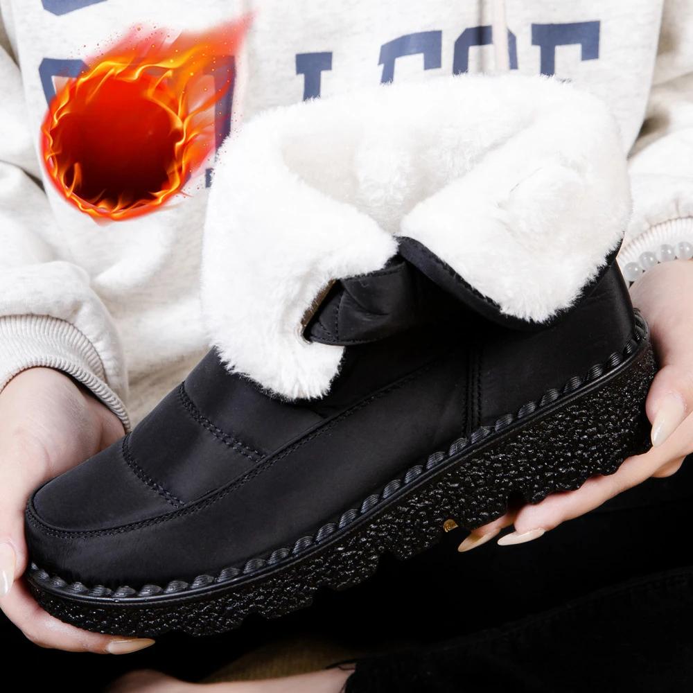 Fashion Boots Women Non Slip Waterproof Winter Snow Boots Platform Shoes for Women Warm Ankle Boots Cotton Padded Shoes Botas De Mujer
