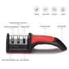 3-Stage Kitchen Knife Sharpener, Heavy-Duty Multifunctional Handheld Sharpening Tool with Non-Slip Base for Household Use