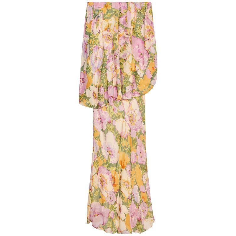 Zaprha 2025 New Arrival Gentle Unique Beautiful Flowers Print off-the-Shoulder Tube Top Dress 3096152