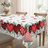 Couple Love Plaid Tablecloth, Green Leaf, Heart Print, Waterproof Dining Table Cloth, Household Coffee Table Decorative Cloth