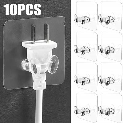 10/5 Stück selbstklebende Aufbewahrungshaken für Steckdosenhalter, Netzsteckeraufhänger, Gadgets, Aufbewahrung, stanzfrei, selbstklebender Wandhaken